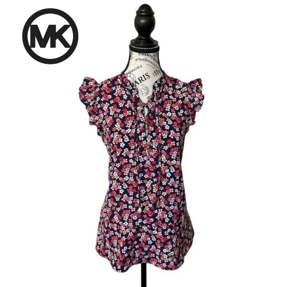 Michael Kors Floral Ruffle Sleeve Top
